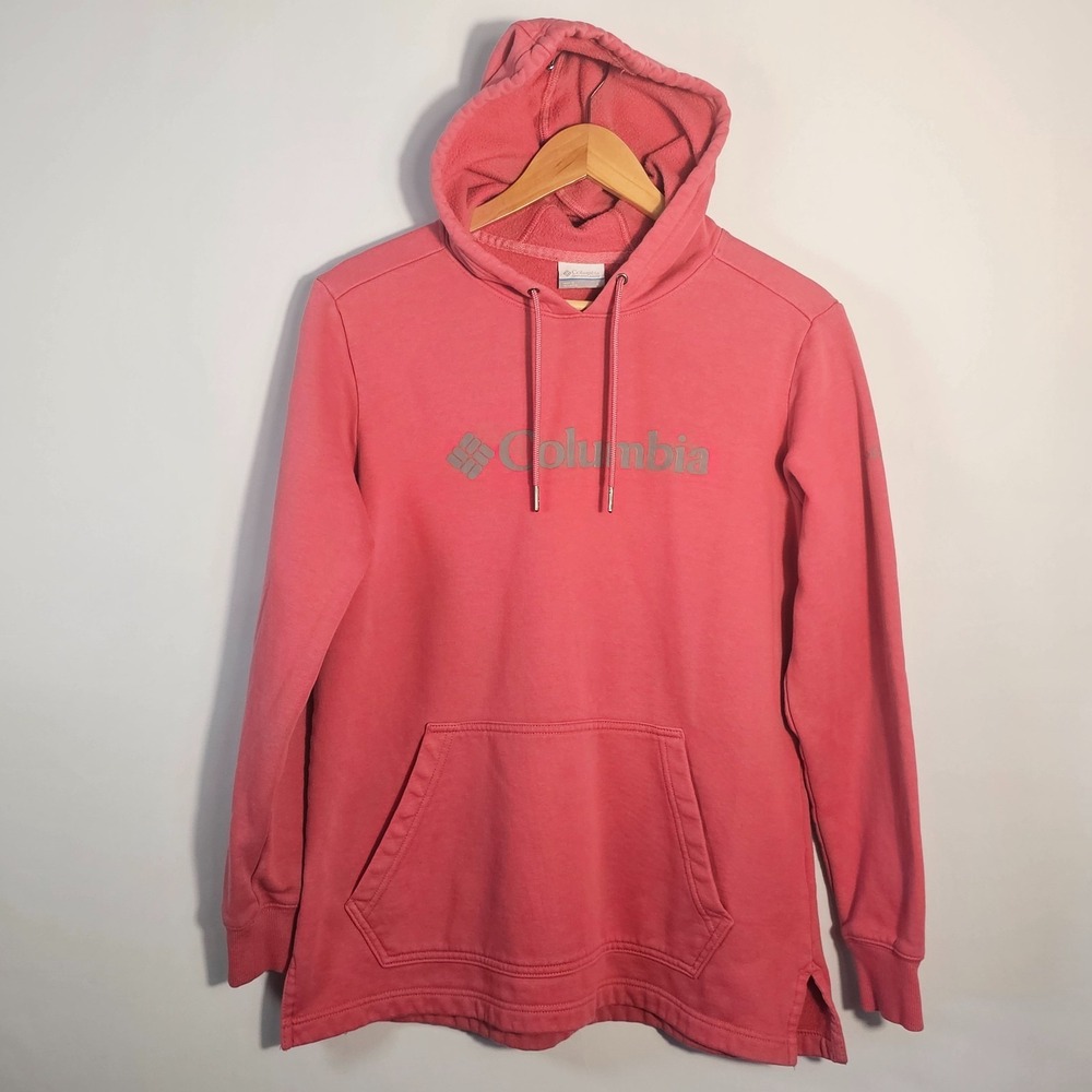 Columbia Womens Logo Hoodie Pink Coral Sweatshirt XL9550 Size L